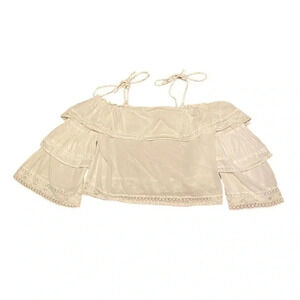 white off the shoulder top crop top TopShop 
Size 4 feminine Cottagecore spring